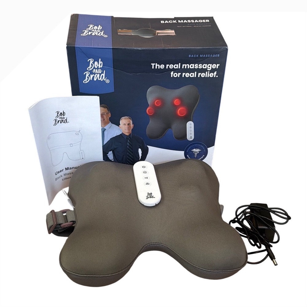 Bob and Brad Back Massager Black 3D Shiatsu Deep Relief Remote EZBack-R Kneeding